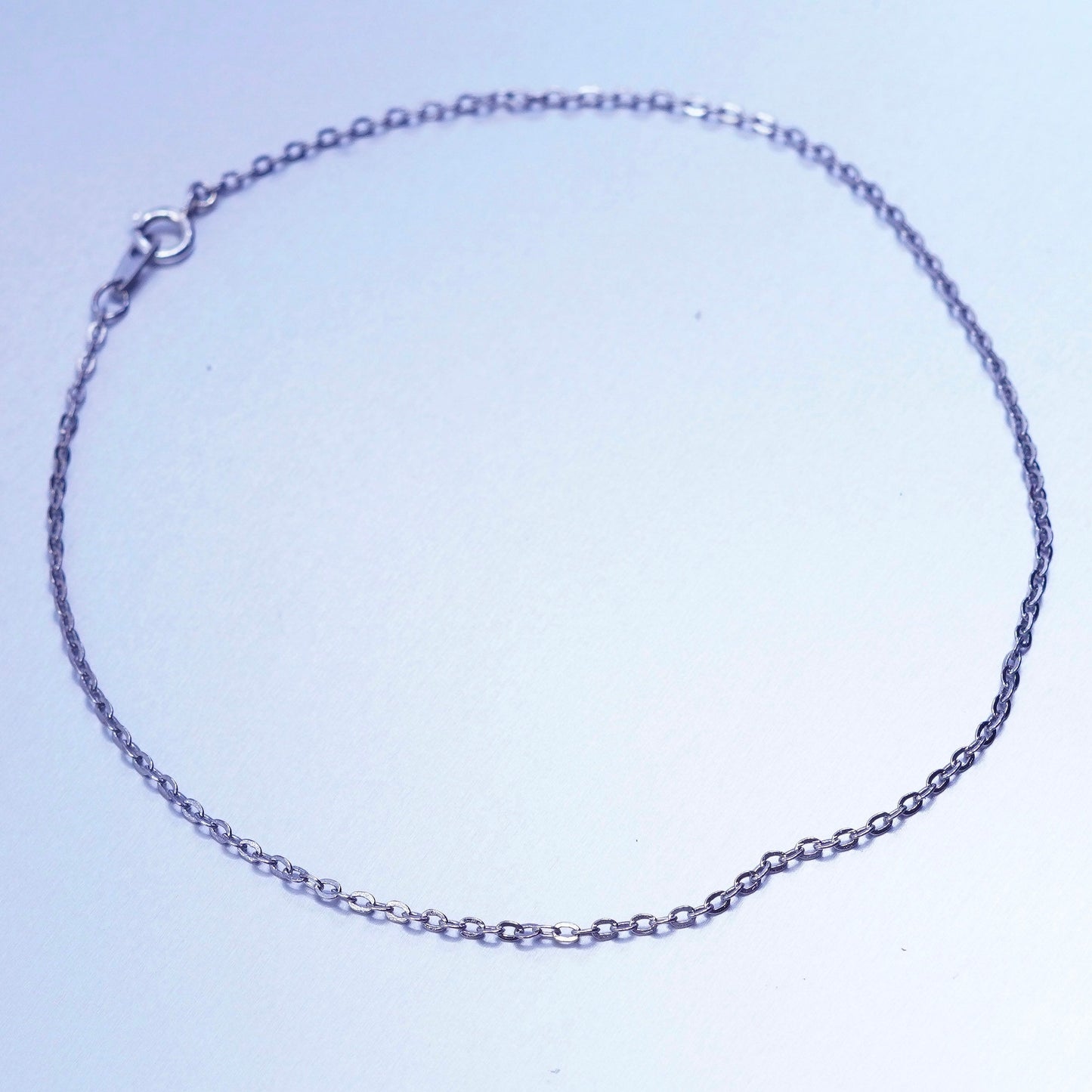 9.75”, vtg Italy Sterling 925 silver handmade bracelet, flatten circle anklet