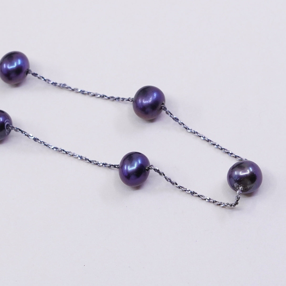 16”, Sterling silver handmade necklace, 925 twisted chain genuine black pearl