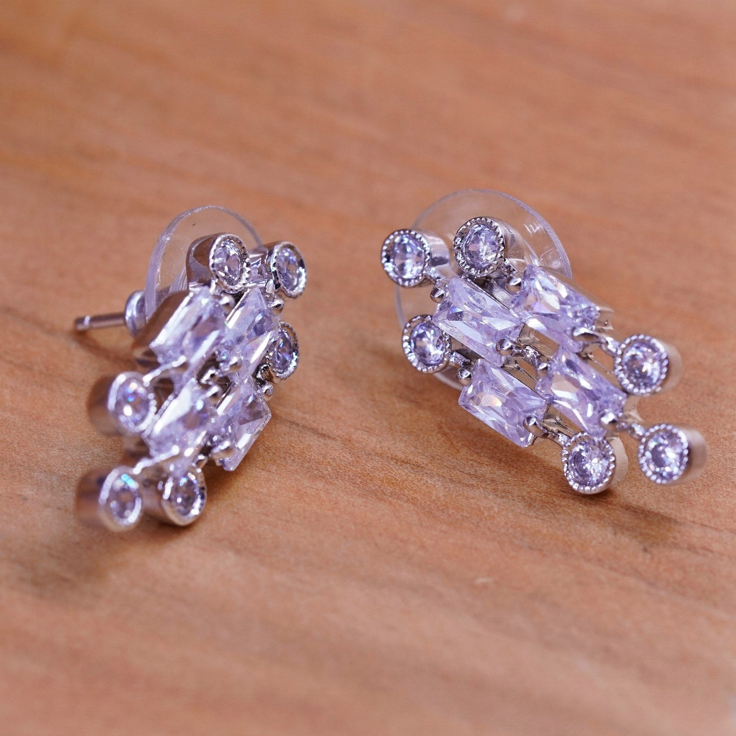 Vintage Sterling 925 silver clear Cz studs, Swarovski earrings