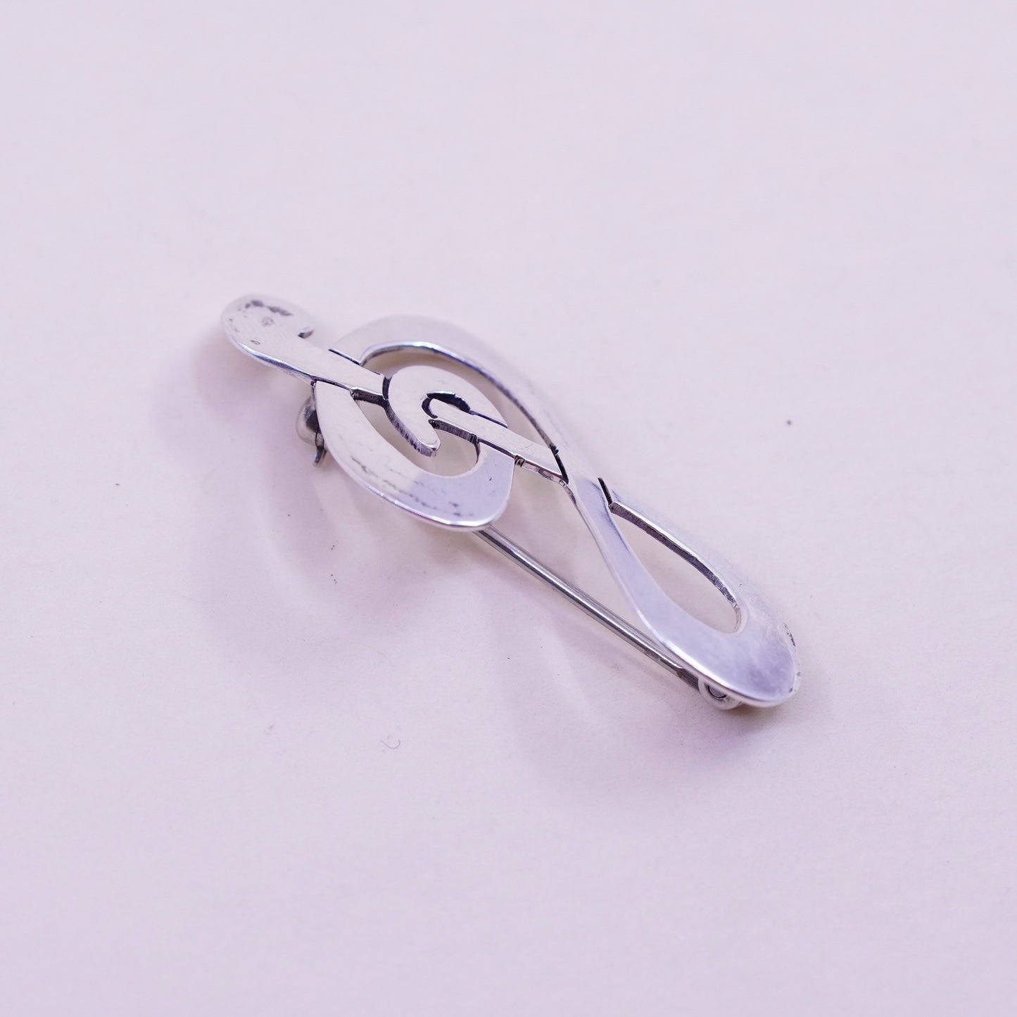 Vintage far fetched sterling silver handmade brooch, 925 music symbol
