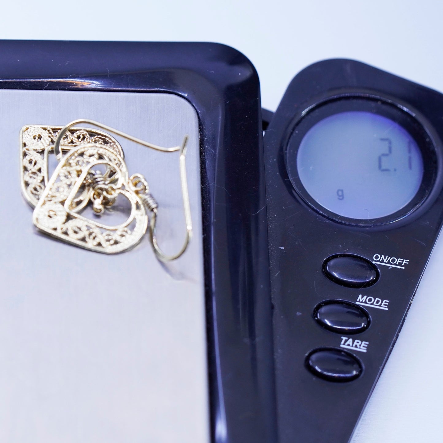 Vintage vermeil gold over Sterling 925 silver handmade filigree heart earrings