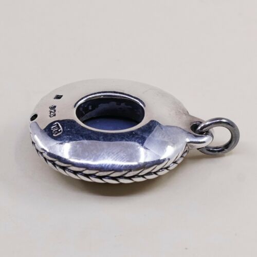 Vintage TH Sterling Silver Handmade Pendant, 925 Silver W/ Oval Agate Druzy