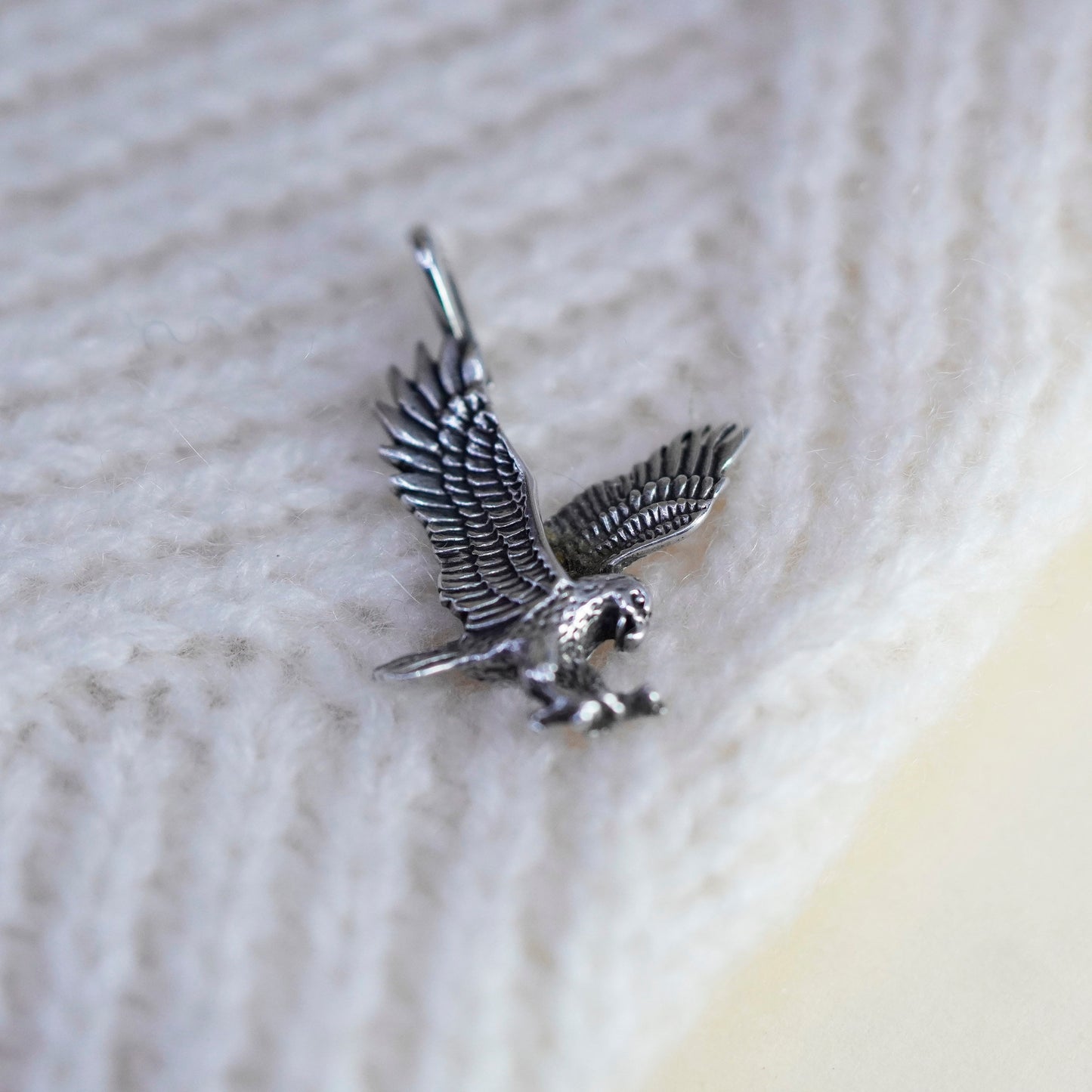 Vintage Sterling 925 silver handmade Eagle pendant charm