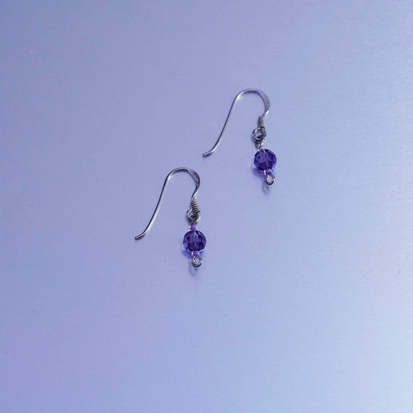 Vintage Sterling 925 silver earrings with amethyst beads
