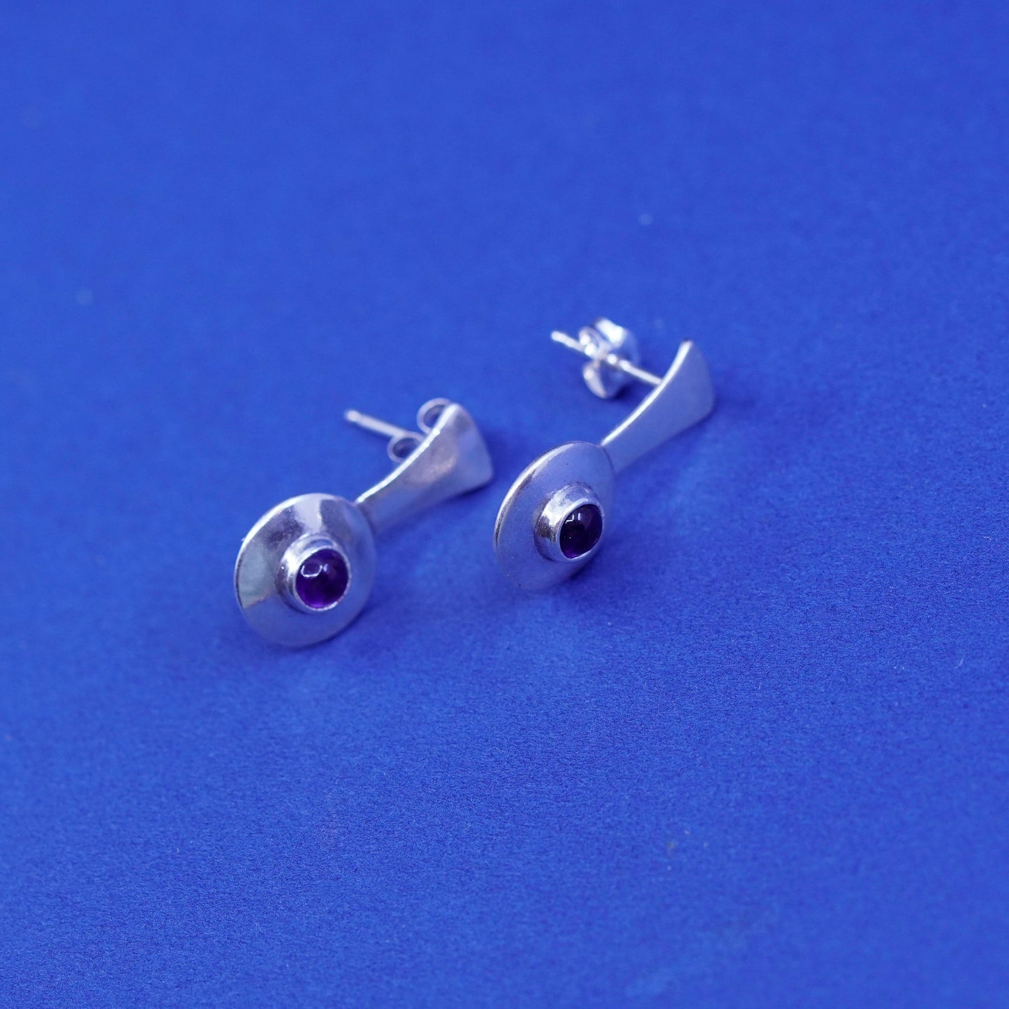 Vintage Shube sterling 925 silver handmade earrings with amethyst beads