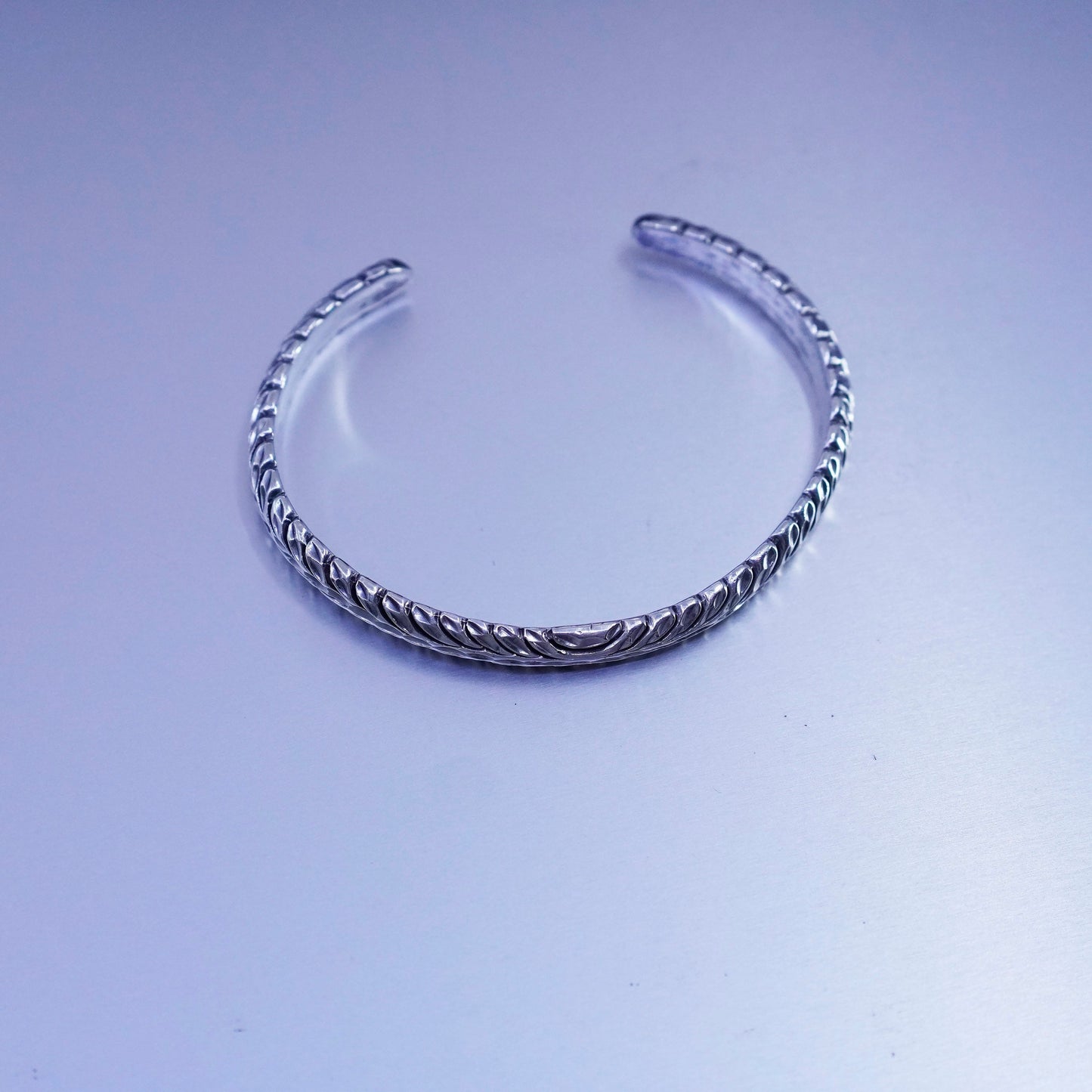 6.25”, Vintage Sterling 925 silver handmade bracelet, textured cuff