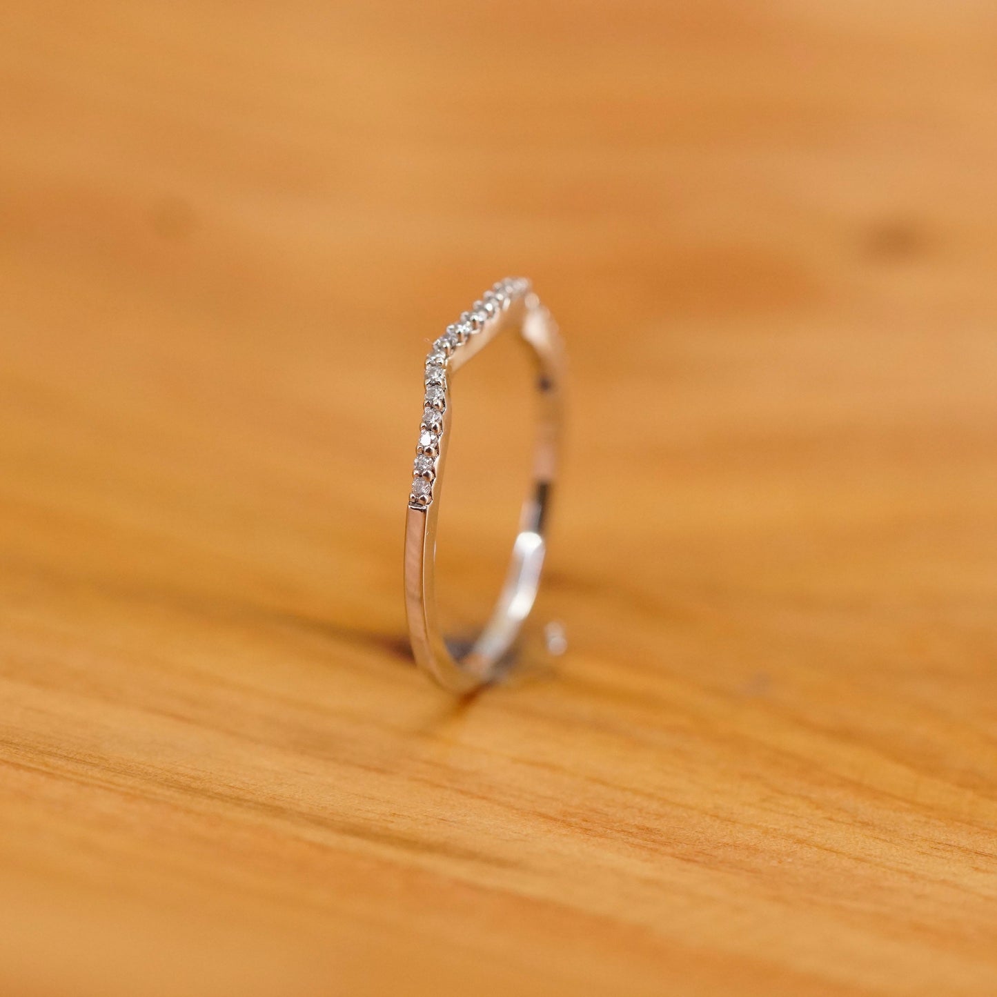Size 7.25, vintage Sterling silver handmade ring, 925 stackable band with cz