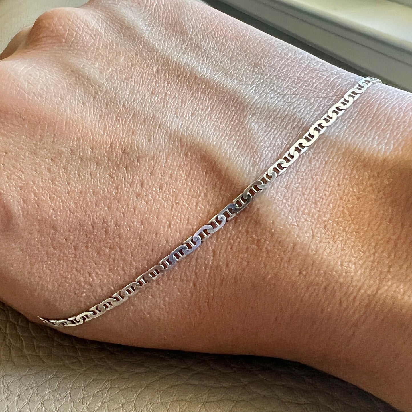10”, 4mm, Vintage sterling 925 silver bracelet, Italy anchor chain