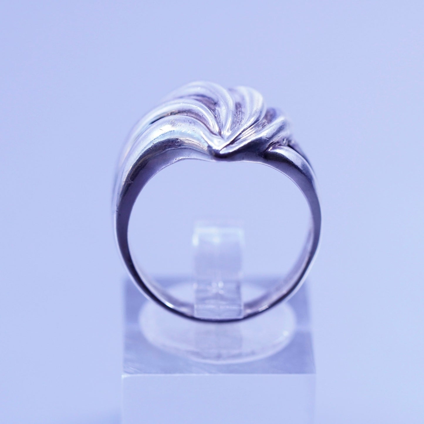 Size 7.25, vintage Sterling 925 silver handmade ring, modern ribbed band