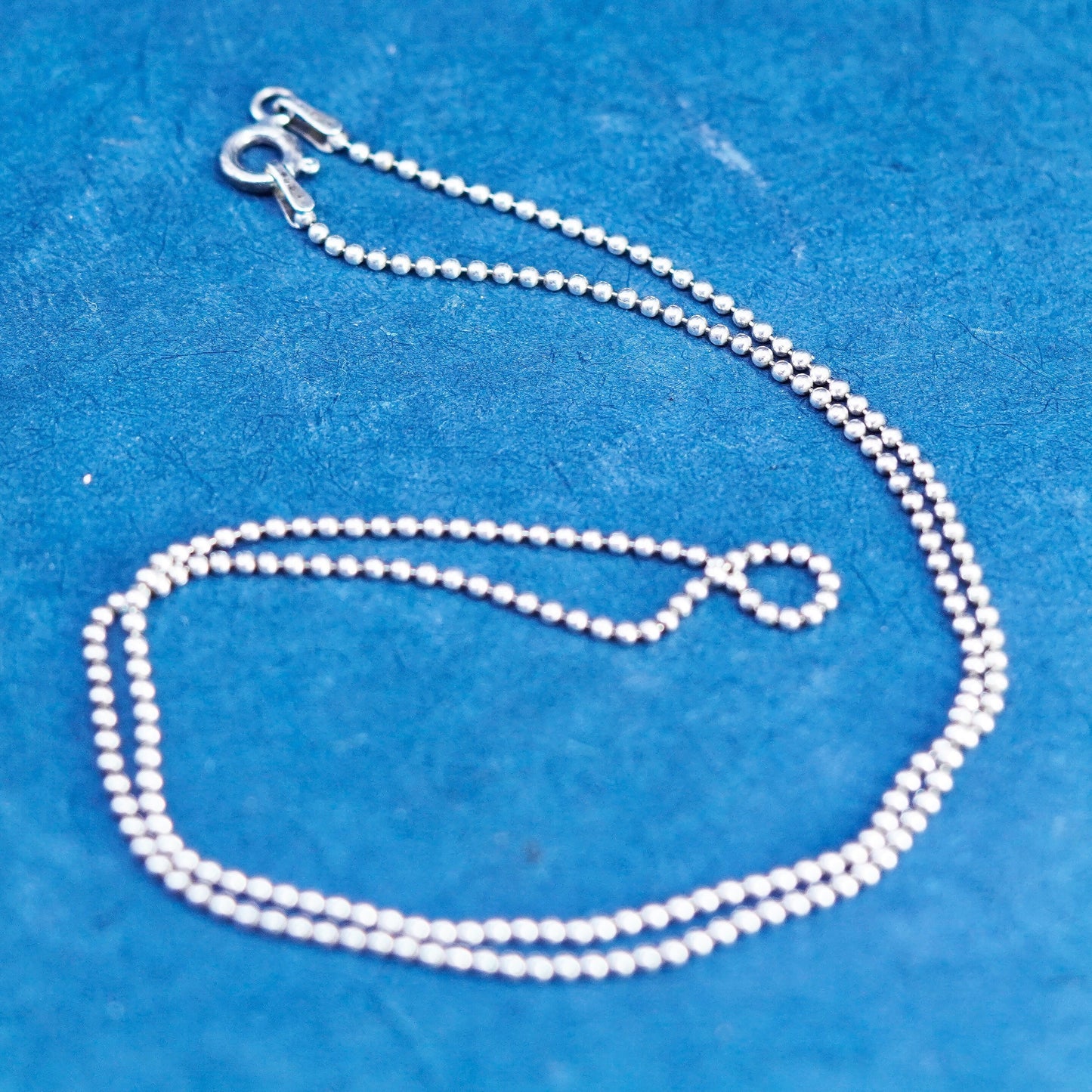 18”, 1mm, vintage Sterling silver handmade necklace, 925 beads chain