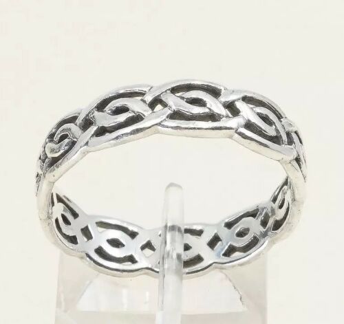 Size 9.75, Vtg Sterling Silver Handmade Ring, 925 Band W/ Filigree Woven Braid