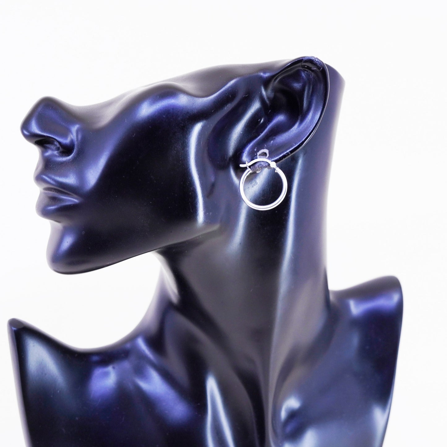 0.75”, Vintage sterling 925 silver loop earrings, minimalist primitive hoops