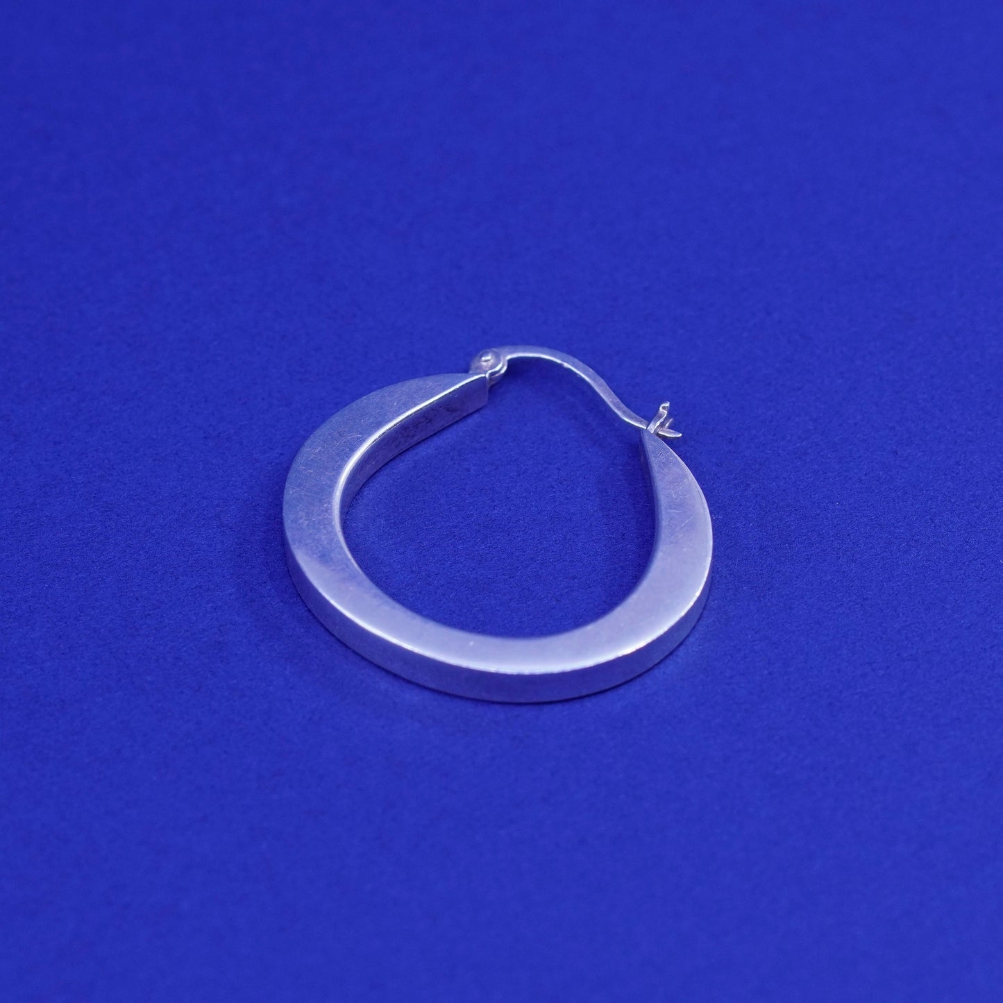 1.25”, vintage Sterling silver handmade hoop earrings, bold 925 huggie