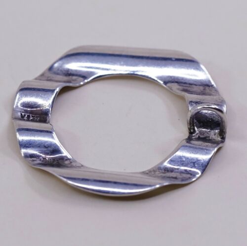 Vintage Sterling Silver Handmade Pendant, Circle Shaped Charm, Stamped 925