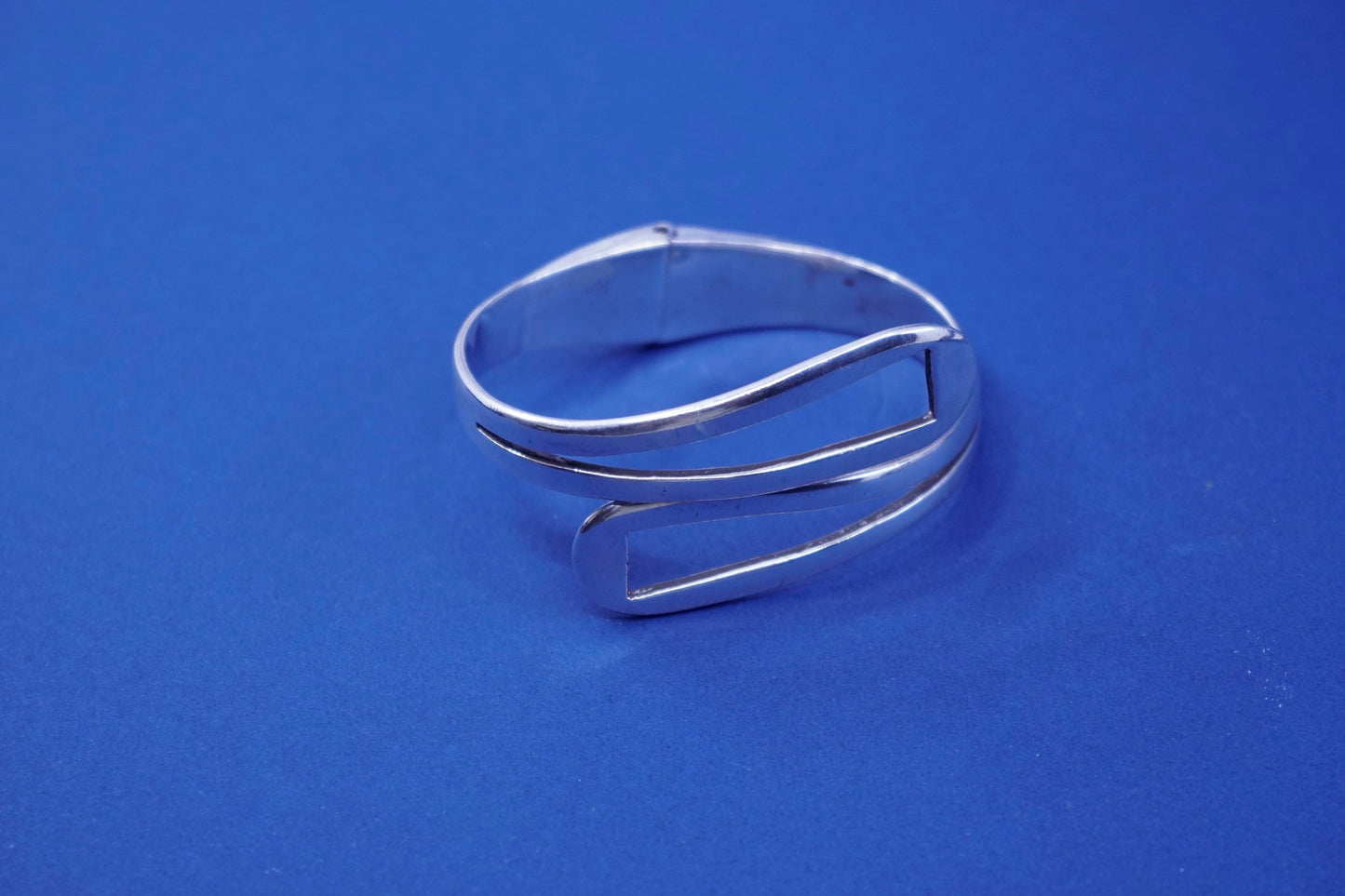 6”, vintage sterling silver handmade bracelet, 925 teardrop wrap bangle