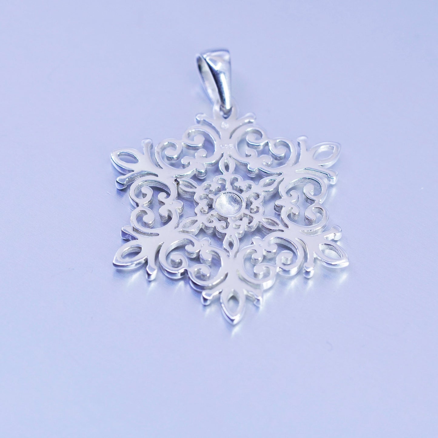 antique sterling 925 silver filigree snowflake pendant charm