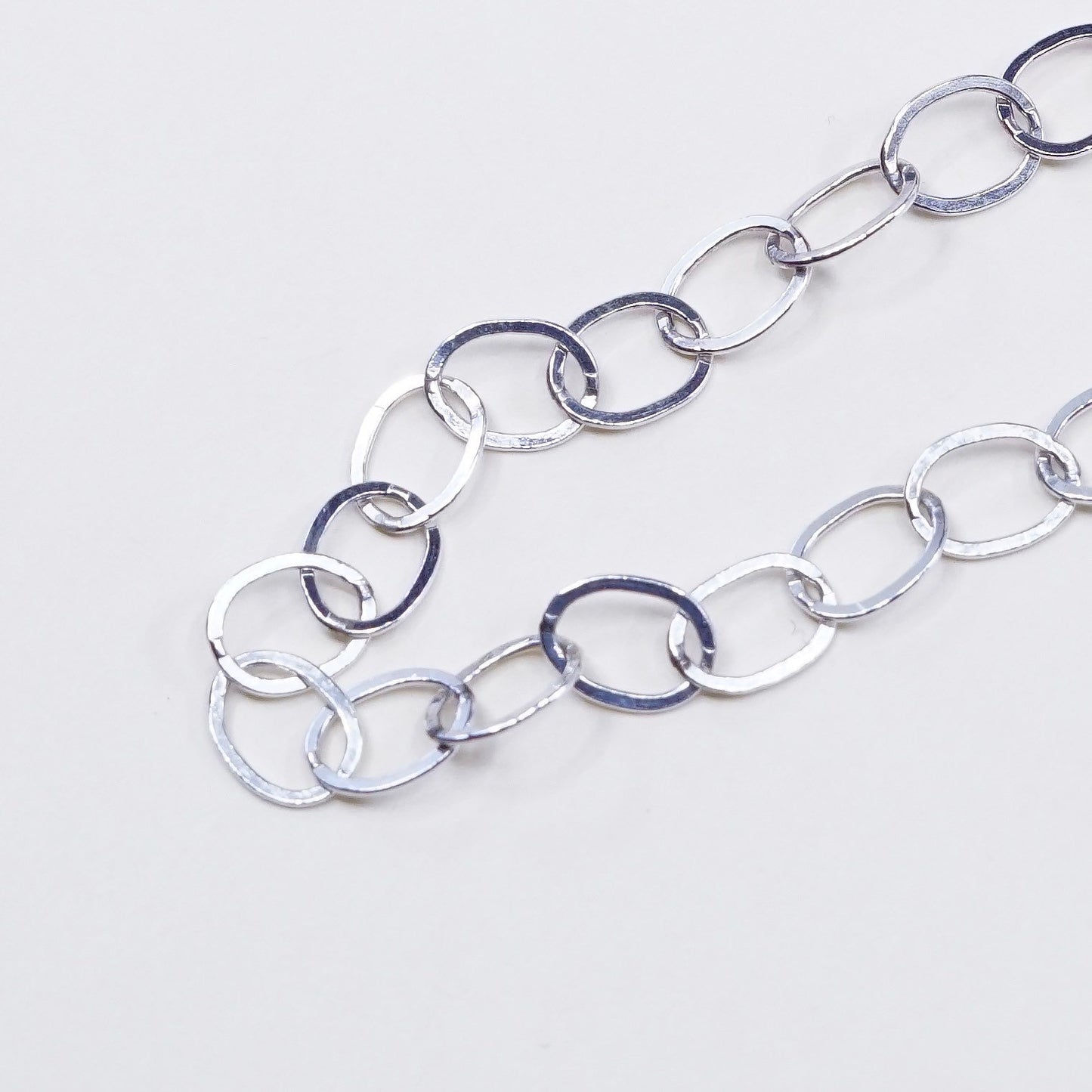 20”, 6mm, Vintage sterling silver flatten circle chain, Italy 925 necklace