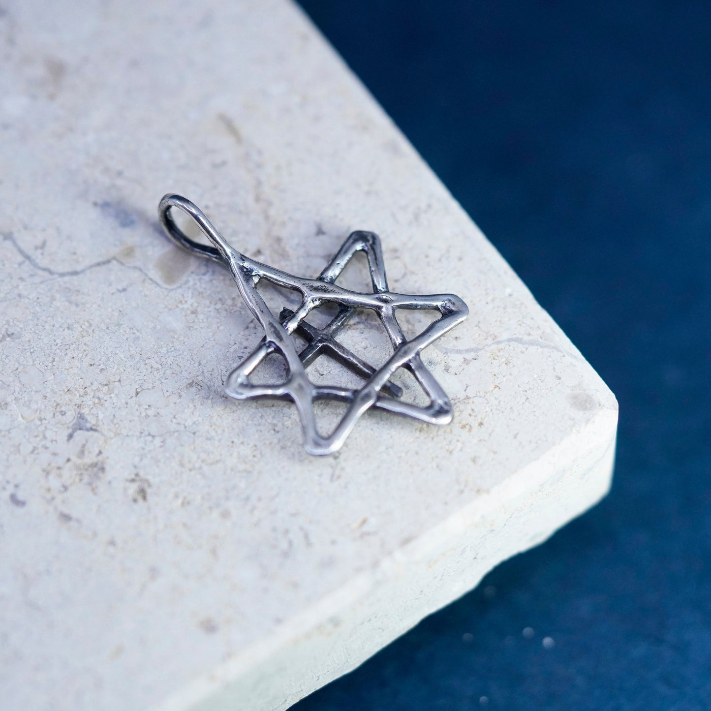 Vintage Sterling silver handmade pendant, 925 hexagram cross