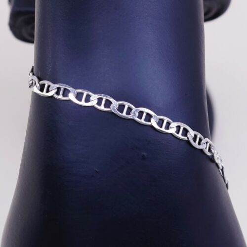 8.75”, 4mm, vtg Sterling silver bracelet, Solid 925 Italy Silver anchor chain