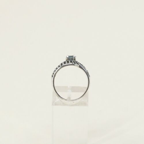 Sz 6, Sterling Silver handmade Ring, 925 Silver W/ Sapphire n marcasite, Stamped