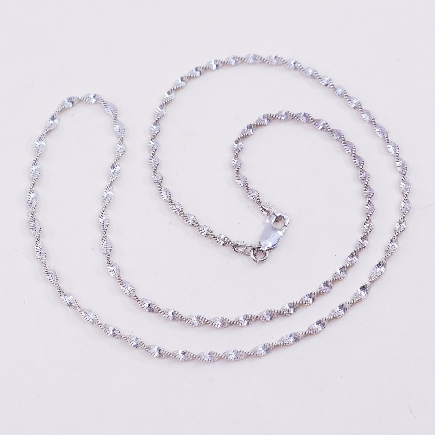 18”, 2mm, vintage Sterling silver necklace, 925 twisted herringbone chain