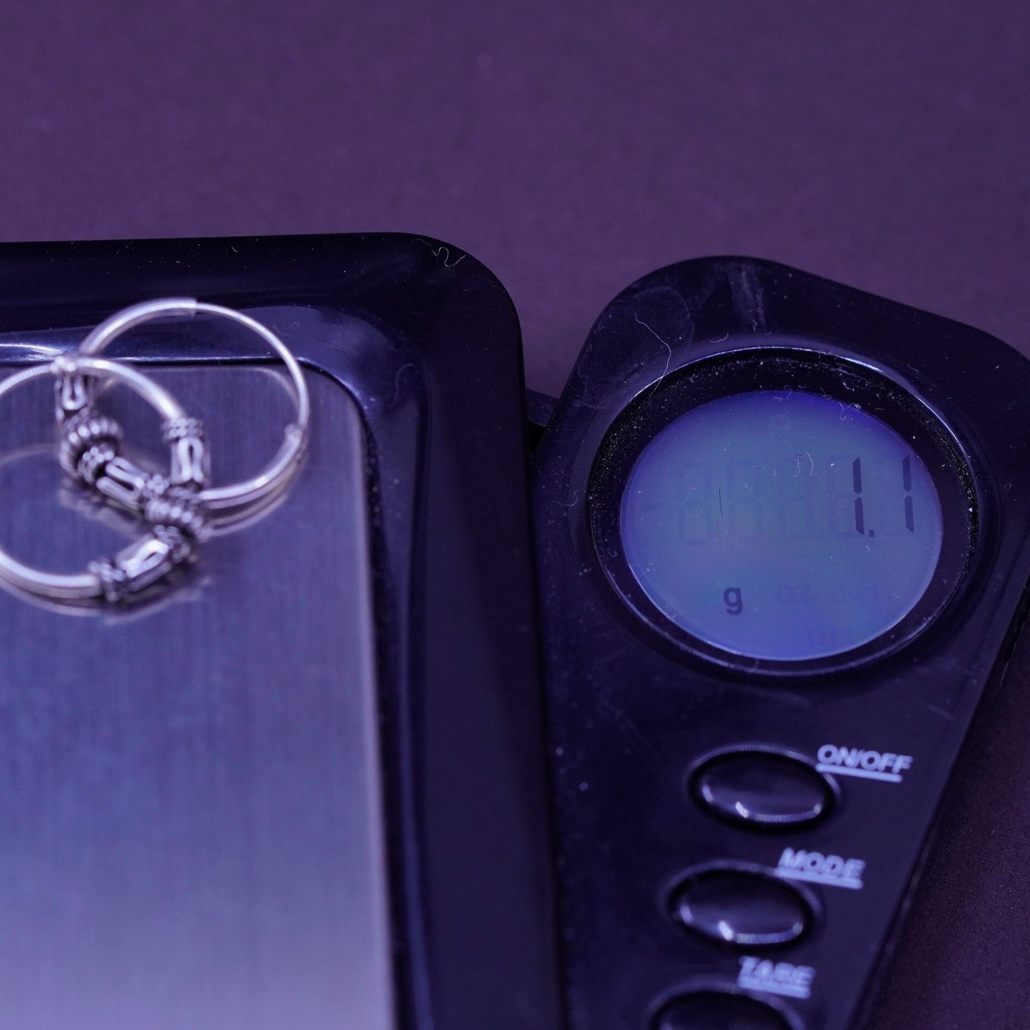 0.5”, vintage Sterling silver handmade earrings, textured 925 hoops