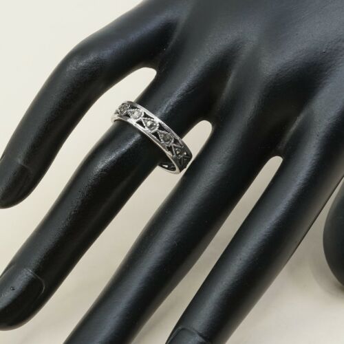 Size 7.75, Vtg Sterling Silver Handmade Ring, 925 Silver Band W/ Marcasite