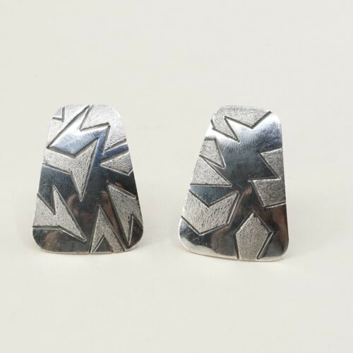 Gary S. Custer Navajo Handmade Sterling Silver earrings, Native Amer 925 clip on