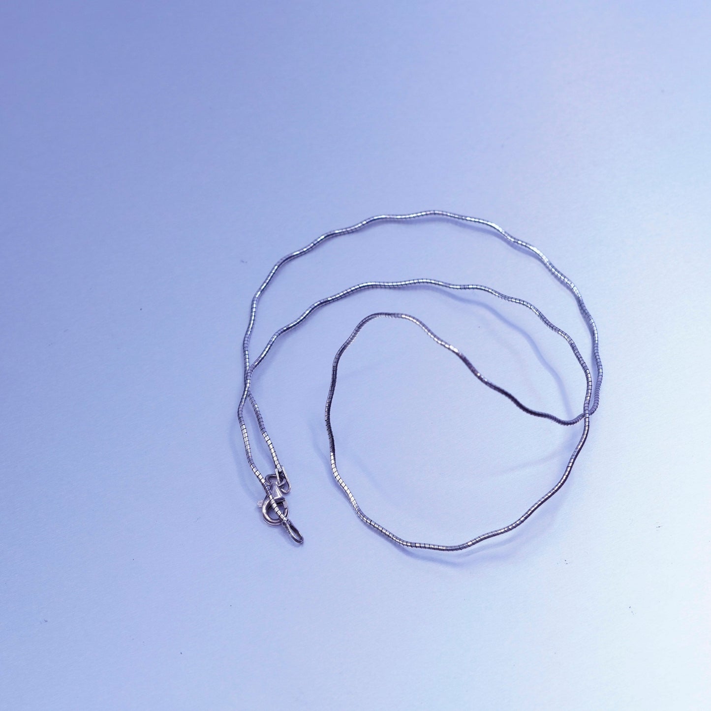 18” 1mm, vintage Italy Sterling 925 silver wavy snake chain necklace