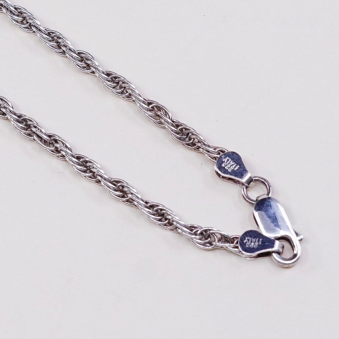 30", vtg sterling silver Italy 925 silver French rope chain necklace