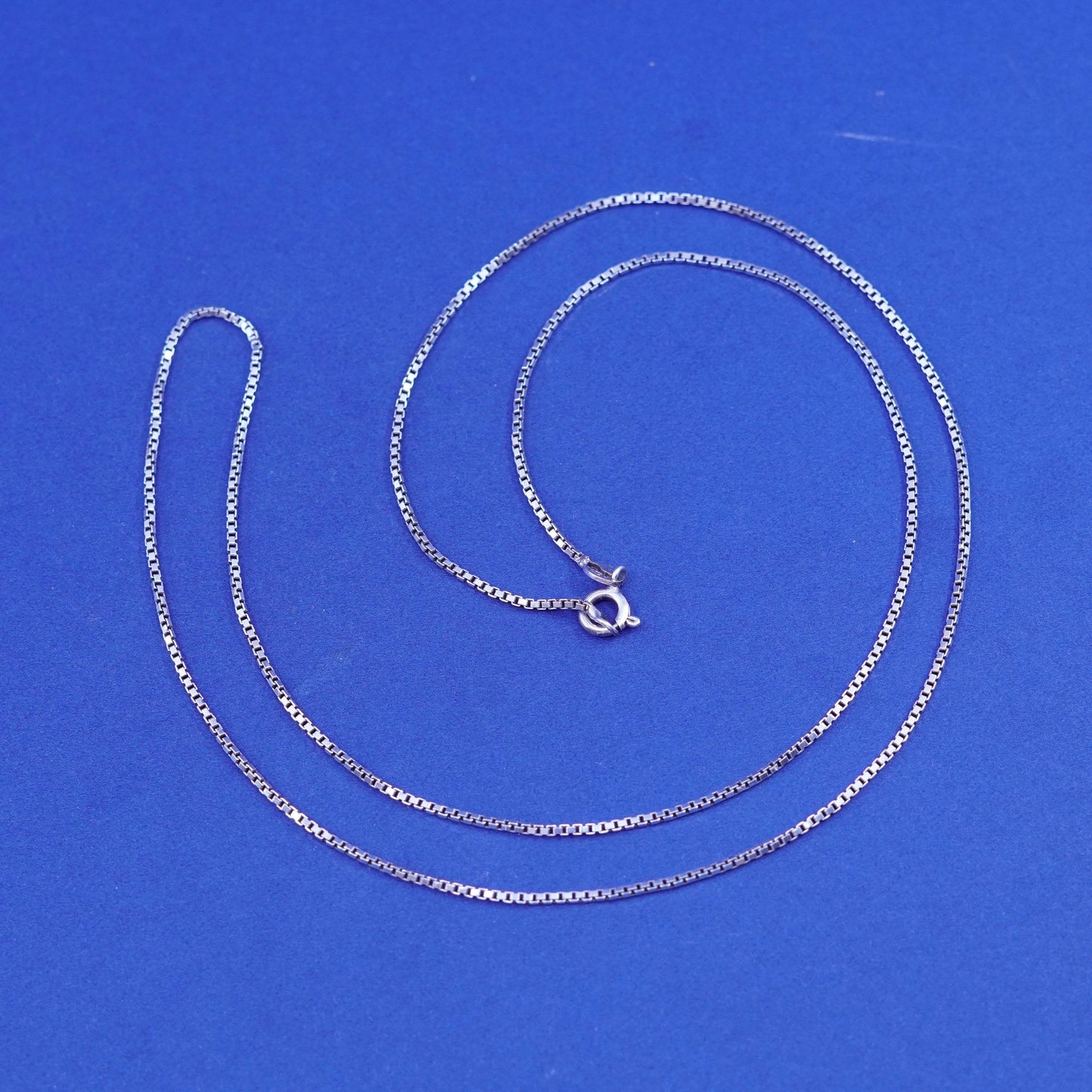 24”, 1mm, vintage Sterling silver handmade necklace, 925 box chain