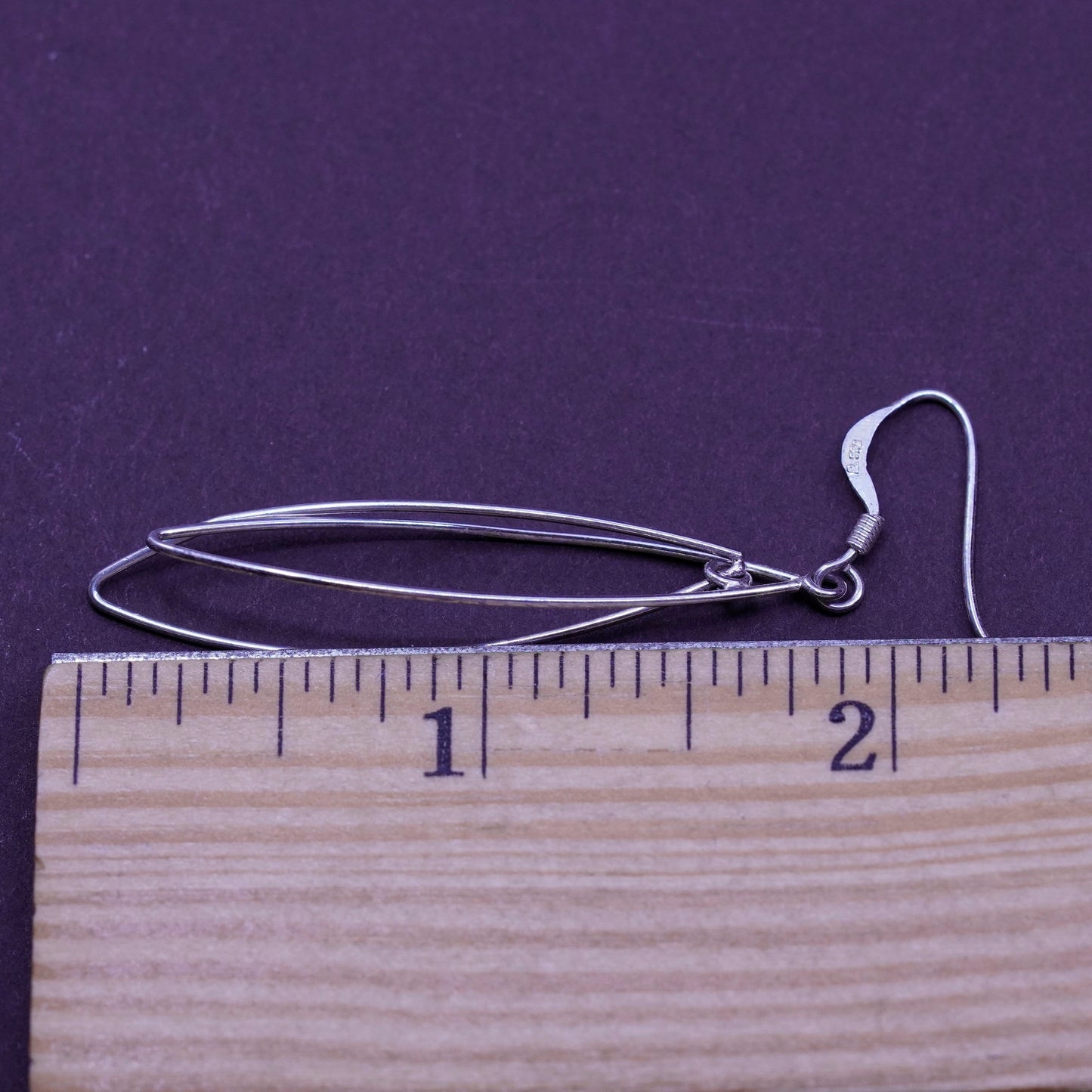 Vintage Sterling silver handmade earrings, modern 925 dangle