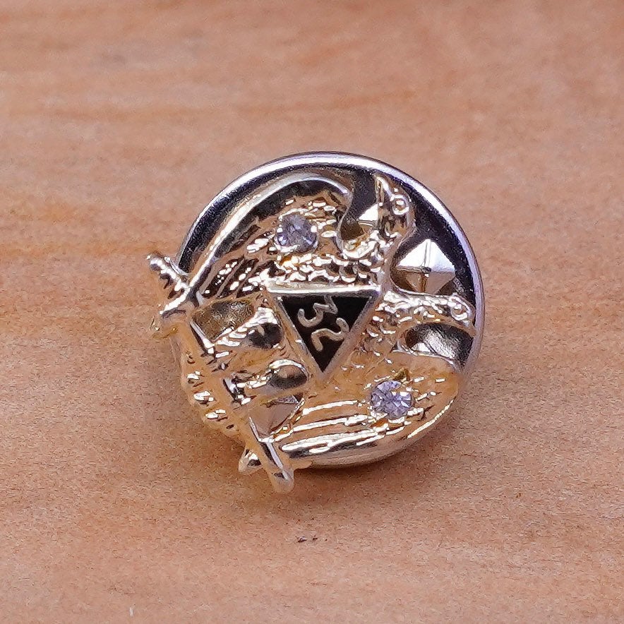 gold filled sterling 925 silver 32nd degree Scottie rite head eagle brooch pin