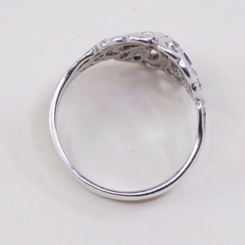 Size 6, Vtg Sterling Silver Handmade Ring, 925 Silver Band W/ Filigree Whirl