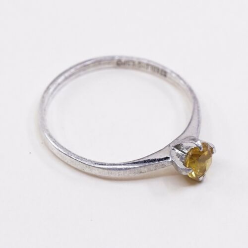 Sz 7.75, Vtg ESPO Sterling Silver handmade Ring, 925 Silver W/ citrine