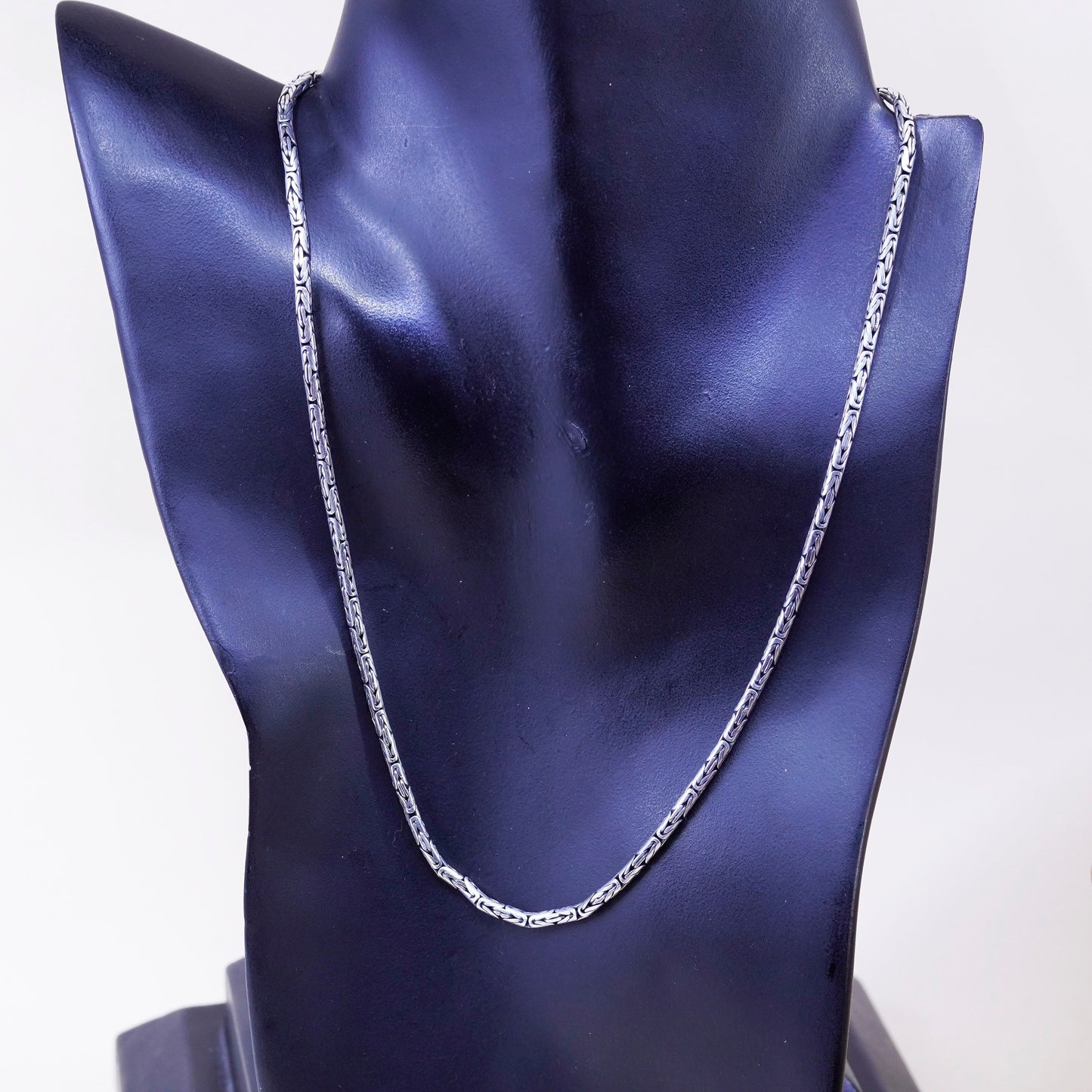 18”, 3mm, vintage Sterling silver Birdcage chain, 925 Byzantine men’s necklace
