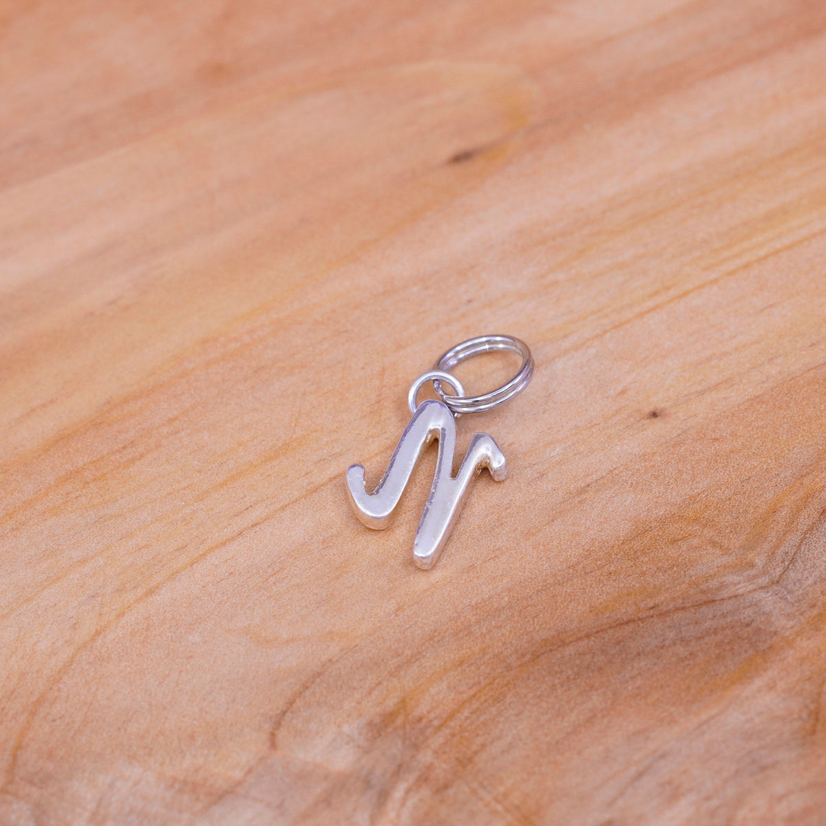 Vintage sterling silver handmade pendant, 925 charm with initial “N”