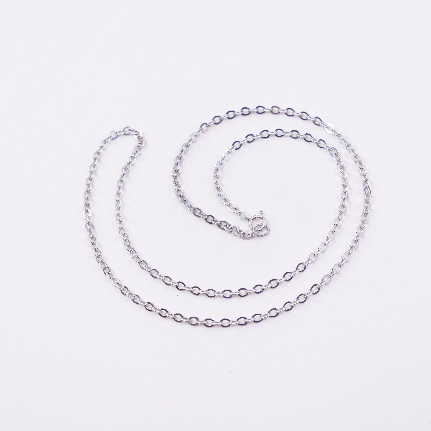 20”, 3mm, Vintage sterling silver flatten circle chain, Italy 925 necklace
