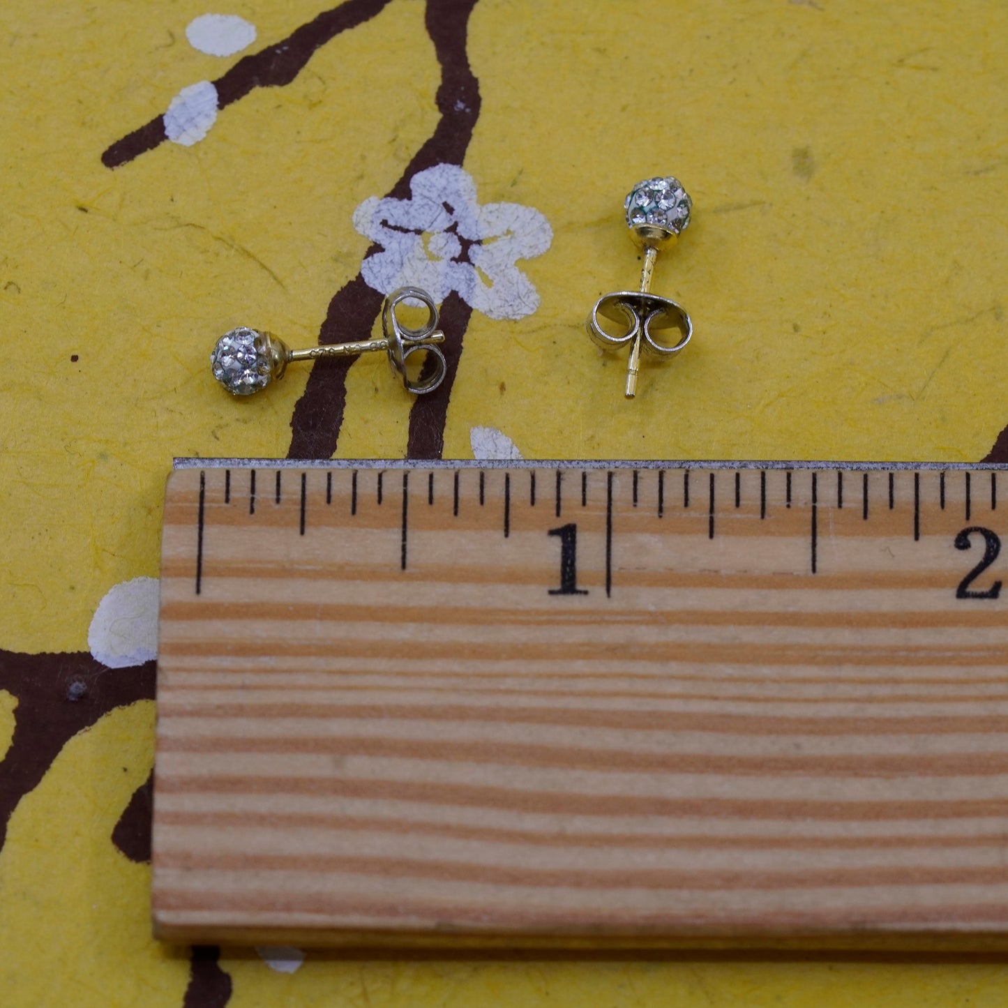 4mm, vintage Sterling 925 silver cluster round crystal studs, cz earrings