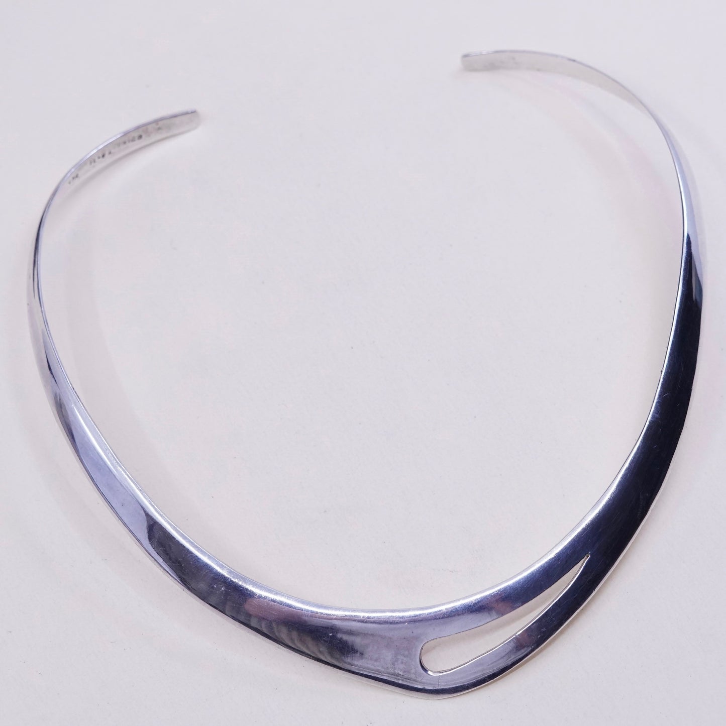 12”, Vintage mexico sterling 925 silver handmade choker collar necklace