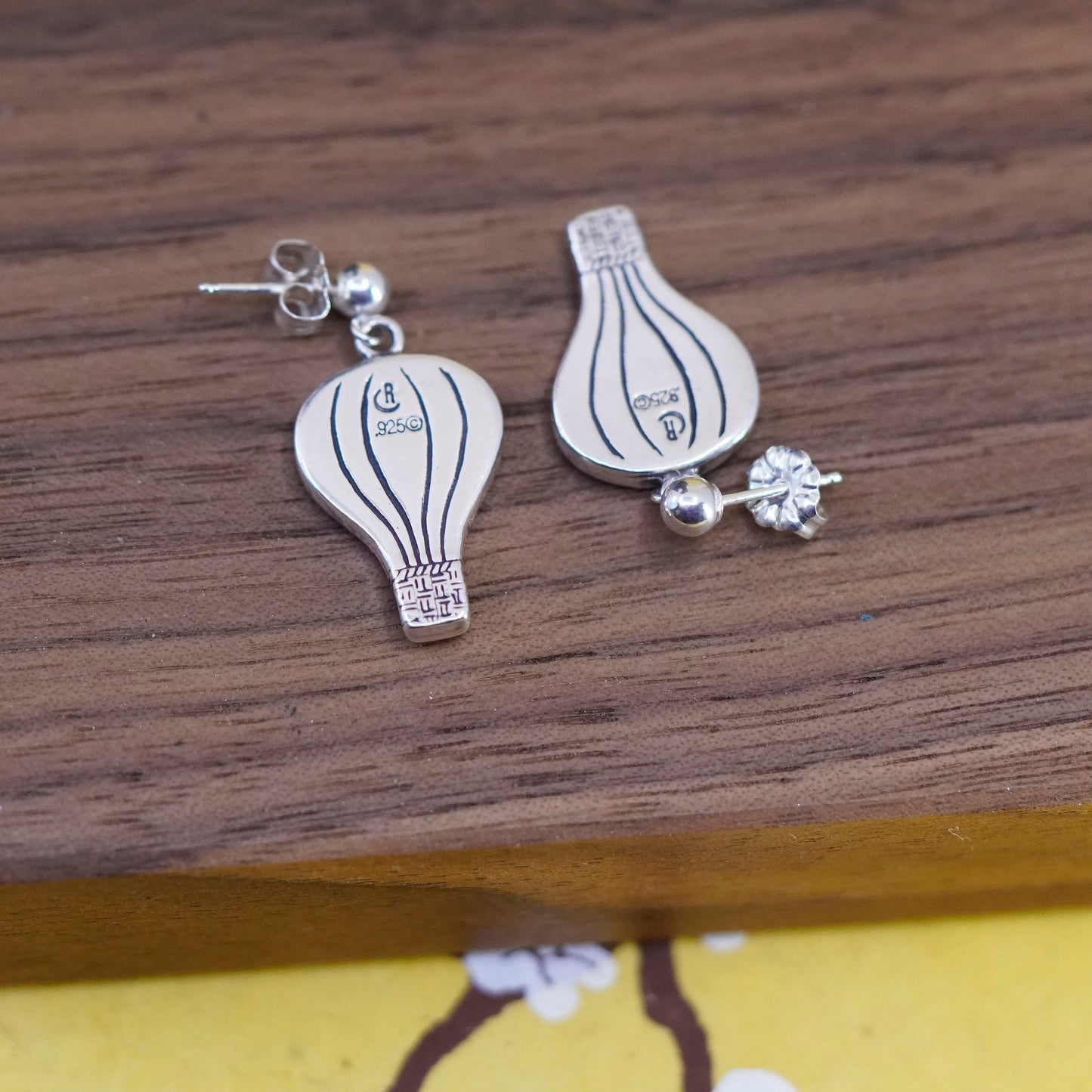 vtg Carolyn Pollack Relios Sterling 925 Silver Hot Air Balloon Enamel Earrings
