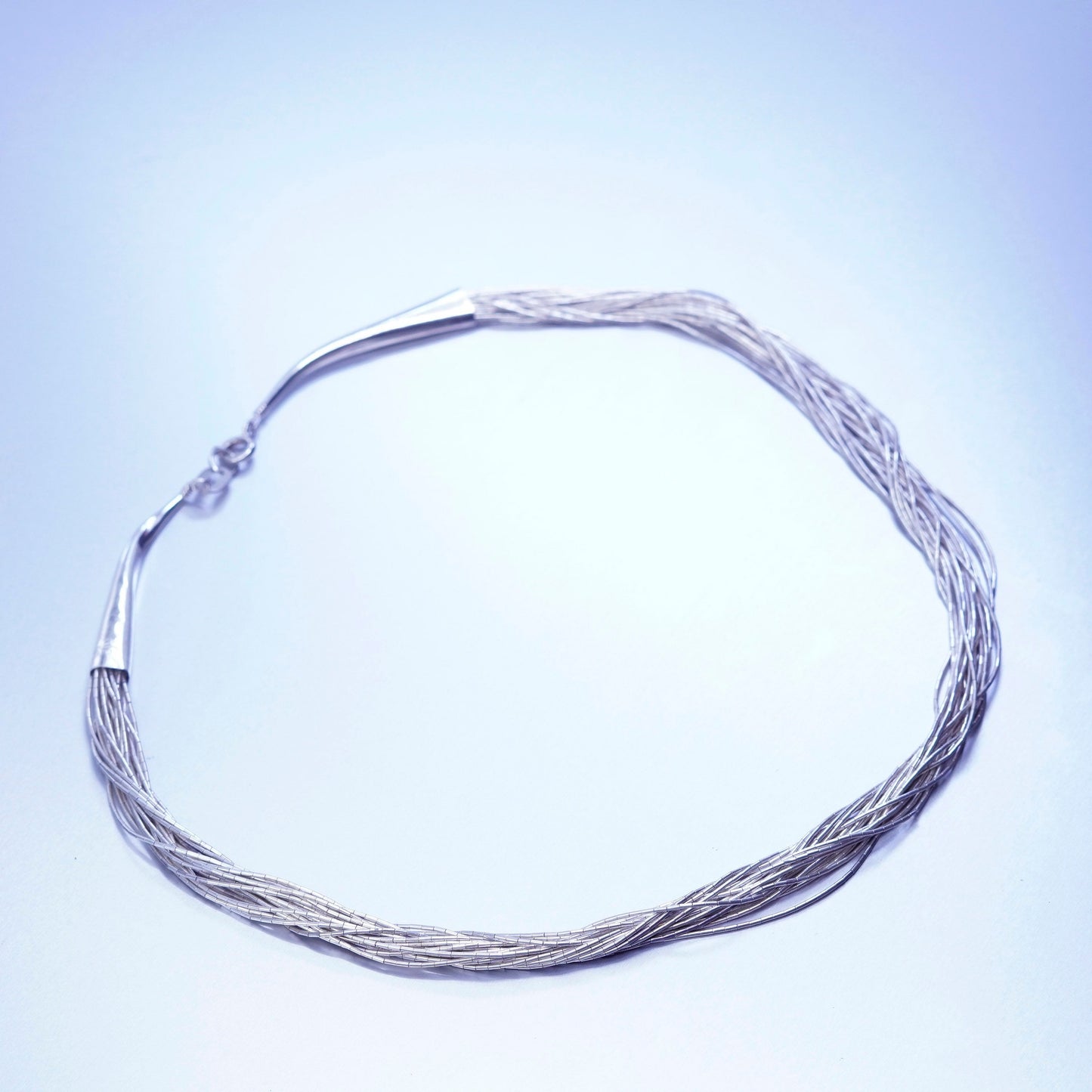 18”, liquid Sterling silver 20 strands necklace, Native American handmade chain