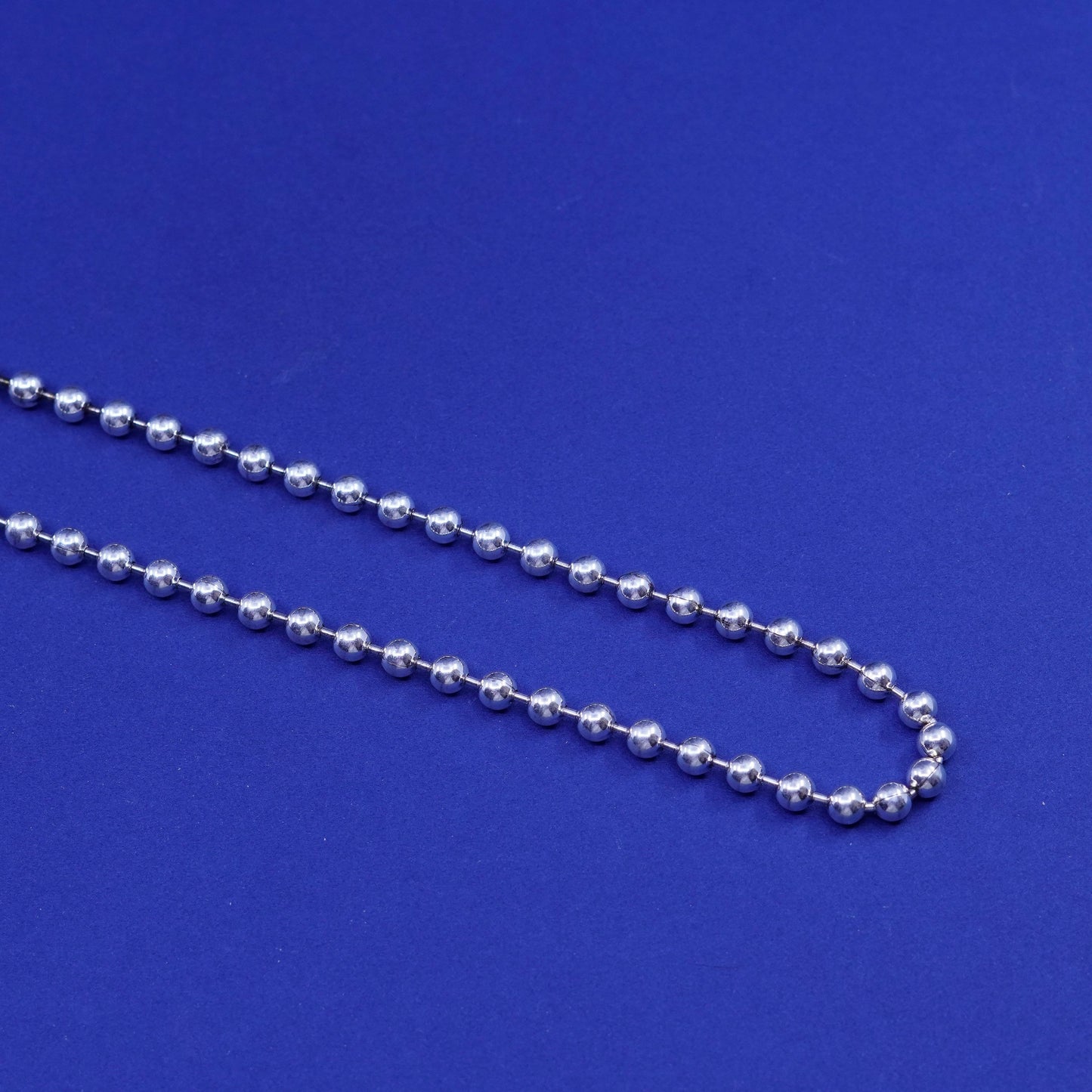 17”, 5mm, vintage Sterling silver handmade necklace, 925 beads chain