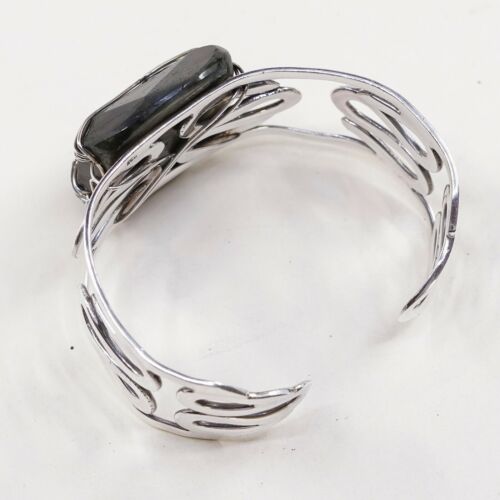 6.25”, Vtg Modern Handmade Sterling 925 Silver Cuff Bracelet W/ Labradorite