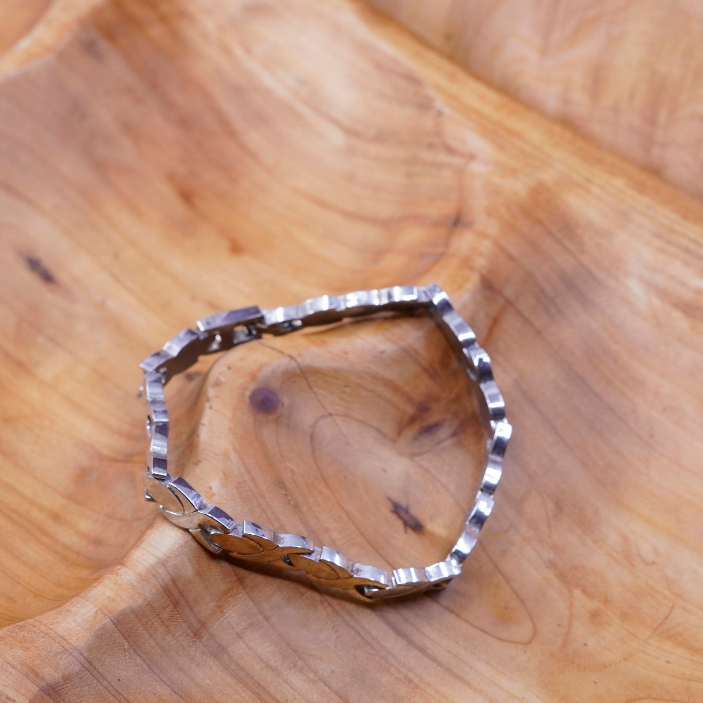 7”, vintage Sterling 925 silver XOXO handmade tennis chain bracelet