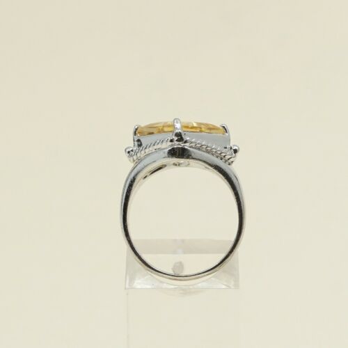 Sz 7.25, Sterling Silver handmade Ring, 925 Silver W/ citrine N Cable Around
