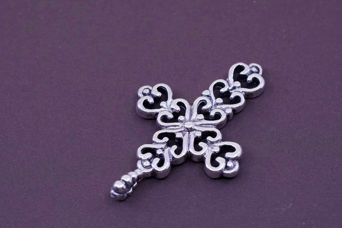 Vintage Sterling silver handmade pendant, Thailand 925 filigree cross