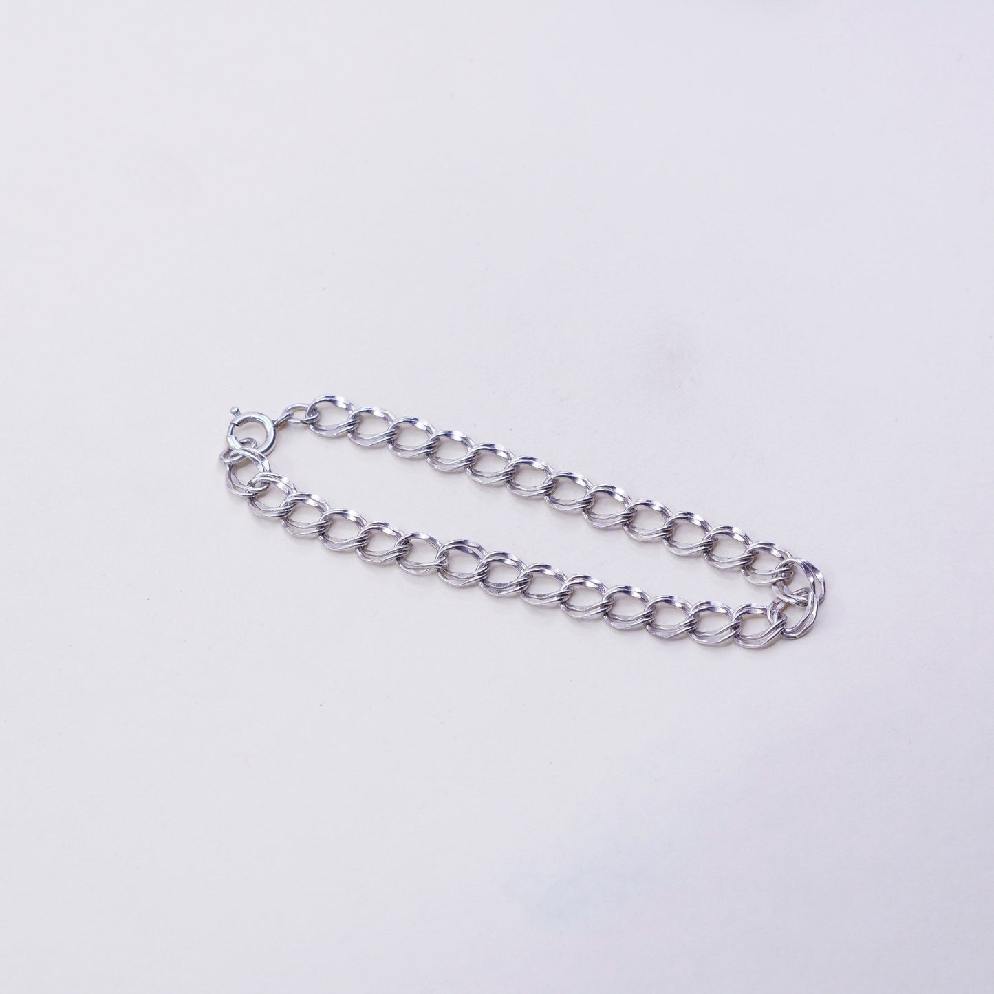 7”, 7mm, Vintage prochain sterling silver bracelet, 925 double curb chain