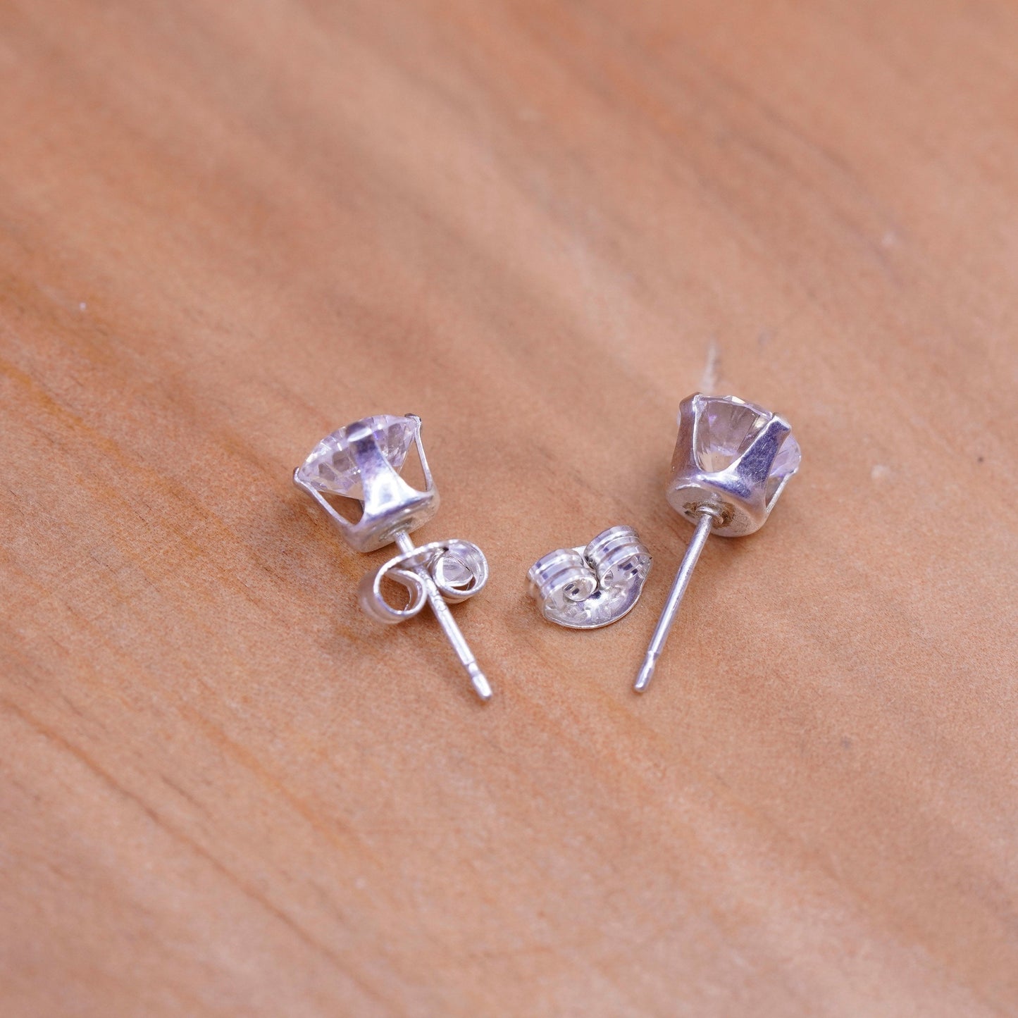 8mm, vintage Sterling 925 silver studs, Swarovski earrings
