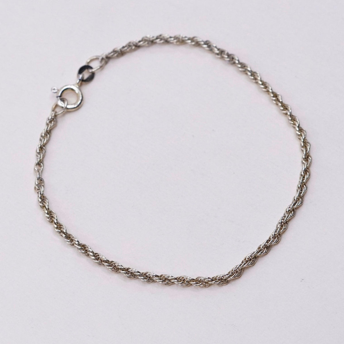 7.25”, Vintage vermeil gold over sterling 925 silver Canada rope chain bracelet